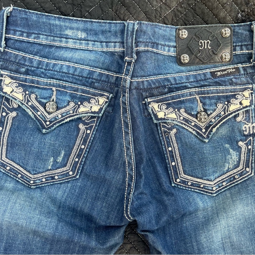 Miss Me Dark Blue Embellished Denim